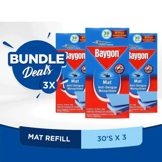 Baygon Mats Refill Anti-Mosquitoes 30s x 3 packs