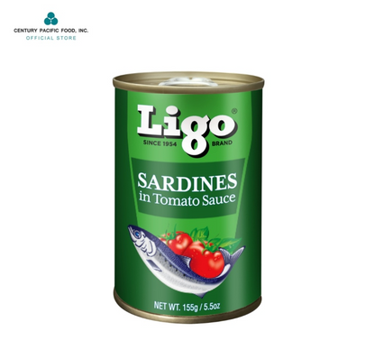 Ligo Sardines in Tomato Sauce 155g (Case of 100pcs) - Rich in Calcium, Protein and Lycopene