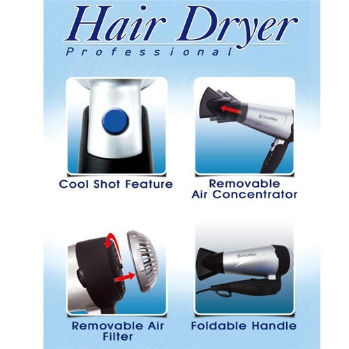 Imarflex HD-1600 Professional Hair Dryer - Foldable Handle