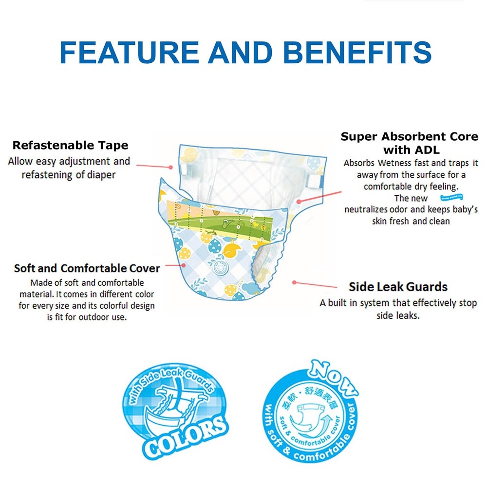 EQ Colors Jumbo Pack Tape Baby Diaper 52's (12-16kg) - XL