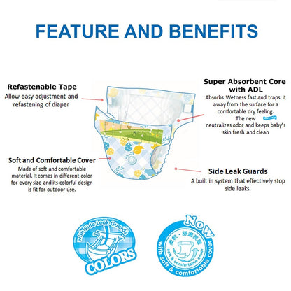 EQ Colors Jumbo Pack Tape Baby Diaper 52's (12-16kg) - XL