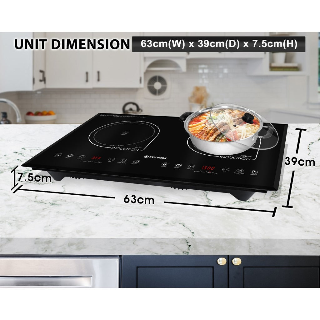 Imarflex IDX-3250B Built-in Twin Induction Cooker - L 1300W / R 1500W