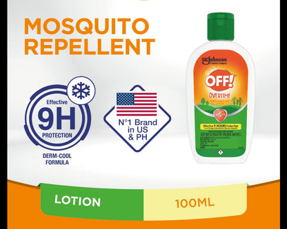 OFF! OVERTIME Insect Repellent Lotion- Effective 9-hours Protection 100ml x 3 pcs