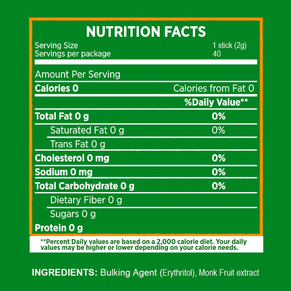 1 CASE - NATURALS MONK FRUIT 40 Zero Calorie Sweetener - Natural Sweetener, Sugar Free - (40 Sticks x 12 Packs)