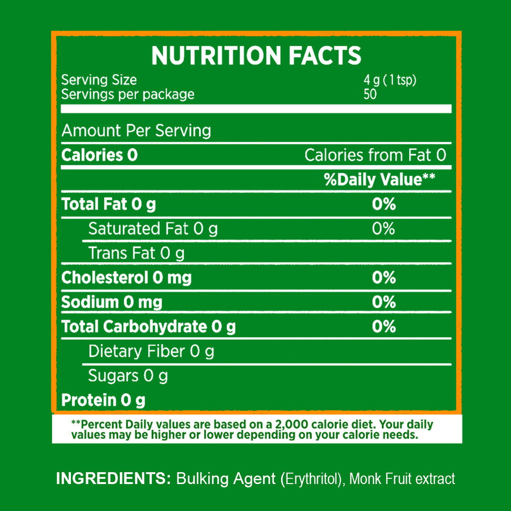 1 CASE - NATURALS MONK FRUIT 150G Brown Sugar Replacement Zero Calorie Sweetener - (150g x 12 Packs)