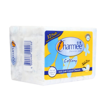 1 CASE - Charmee ALL FLOW Cottony Sanitary Napkin w/ Wings 12's x 24 packs