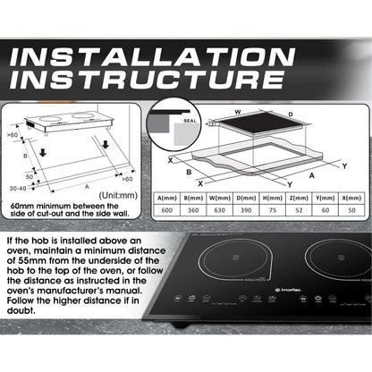 Imarflex IDX-3250B Built-in Twin Induction Cooker - L 1300W / R 1500W