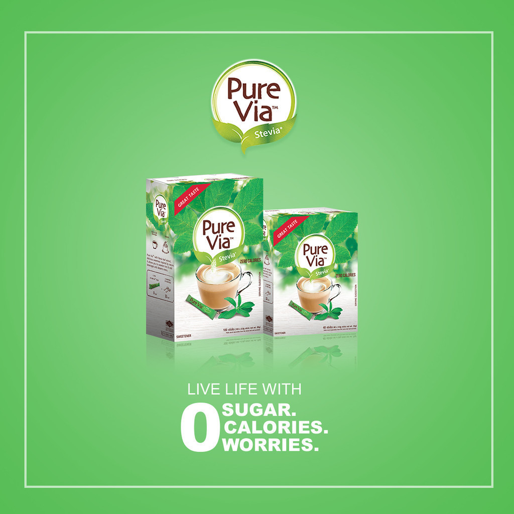 1 CASE - PURE VIA STEVIA 100 Zero Calorie Sweetener - Stevia Sweetener, Sugar Free - (100 Sticks x 12 Boxes)