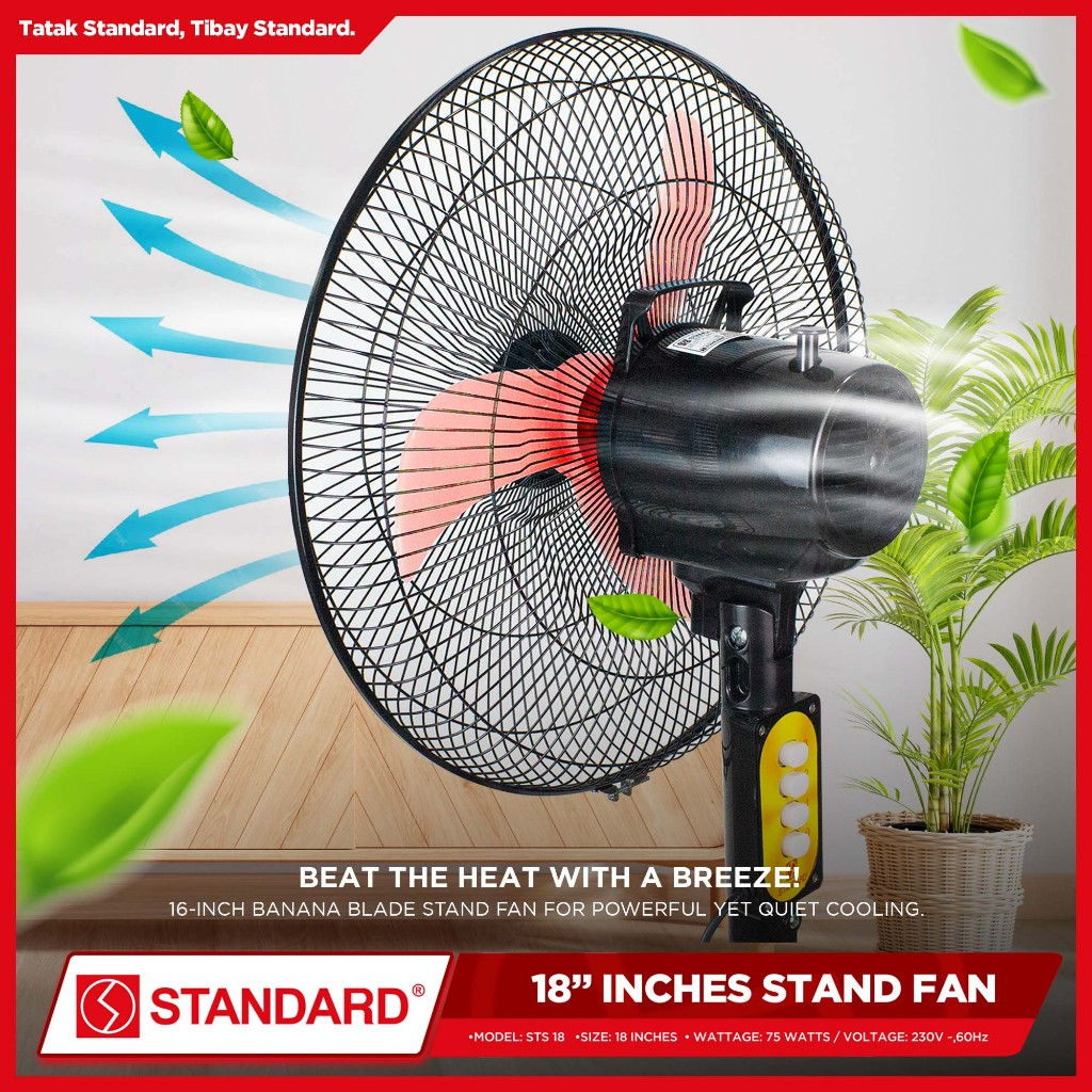 STANDARD STAND FAN 18" Plastic Blade RED