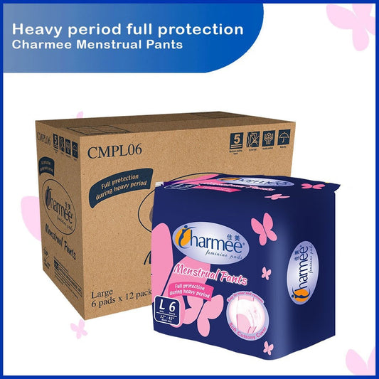 1 CASE - Charmee Menstrual Pants Large 6s x 12 packs