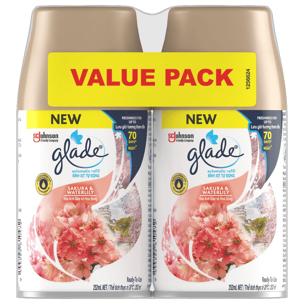 Glade Air Freshener Automatic Spray Refill 175g x 2 - Sakura & Waterlily