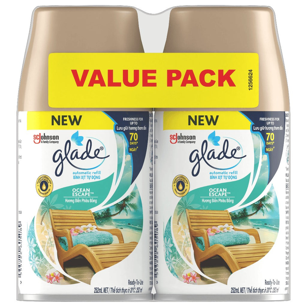 Glade Air Freshener Automatic Spray Refill 175g x 2- Ocean Escape Twin