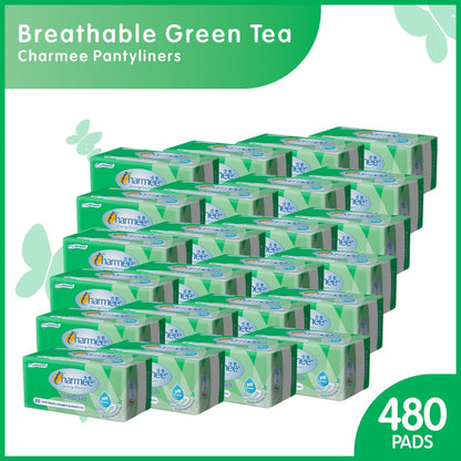 1 CASE - Charmee Pantyliner Breathable Deodorizing Green Tea (20's x 24 packs)