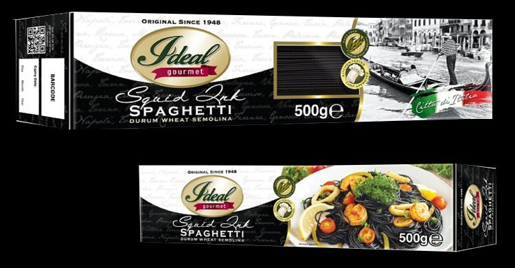 1 CASE - Ideal Gourmet Pasta SQUID INK SPAGHETTI 500g x 12 packs