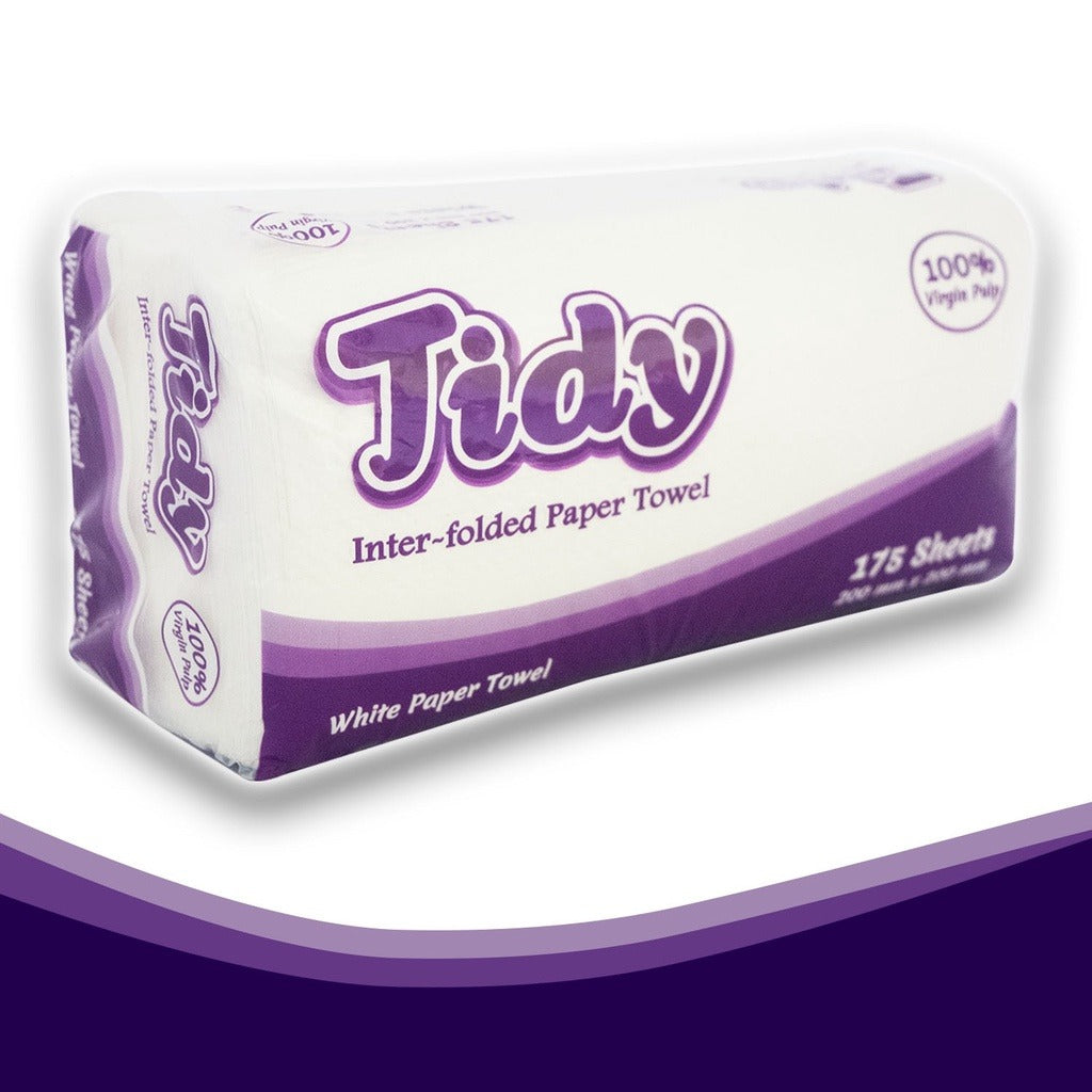 Bundle of 2 or 8 - Tidy Trio Pack Inter-Folded Paper Towel White 3 x 175 Sheets