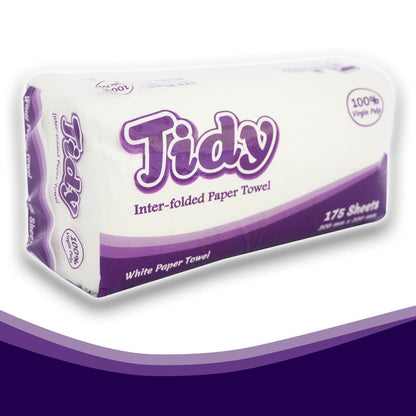 Bundle of 2 or 8 - Tidy Trio Pack Inter-Folded Paper Towel White 3 x 175 Sheets