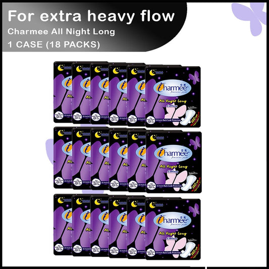 1 CASE - Charmee Sanitary Napkin All-Night Long 10's - (18 x 10's)