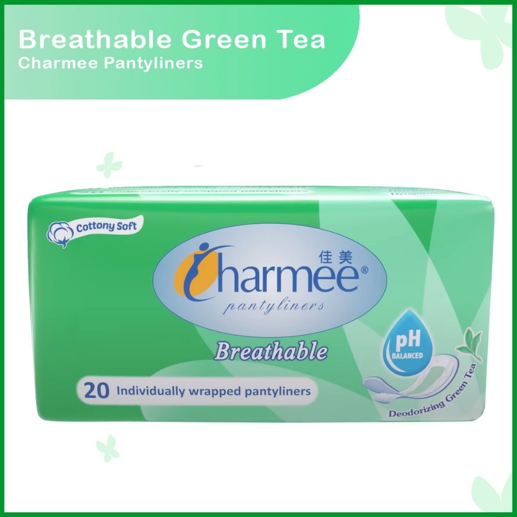 1 CASE - Charmee Pantyliner Breathable Deodorizing Green Tea (20's x 24 packs)
