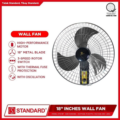 STANDARD ELECTRIC FAN 18" - Wall Fan Metal Blade