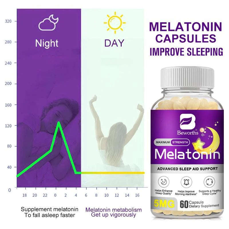 Beworths Melatonin Capsules for Advanced Sleep and Support - 5mg