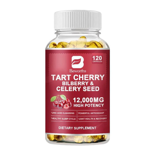 Beworths Tart Cherry Extract with Bilberry & Celery Seed Capsules - 12000mg