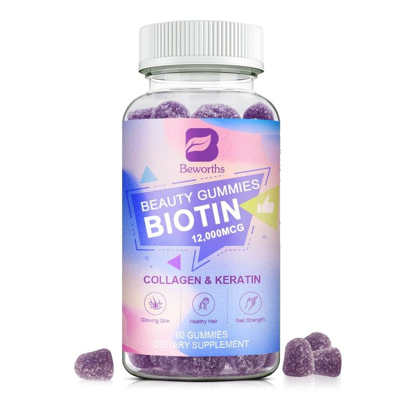 Beworths Beauty Biotin Gummies with Keratin & Collagen - 12000mcg