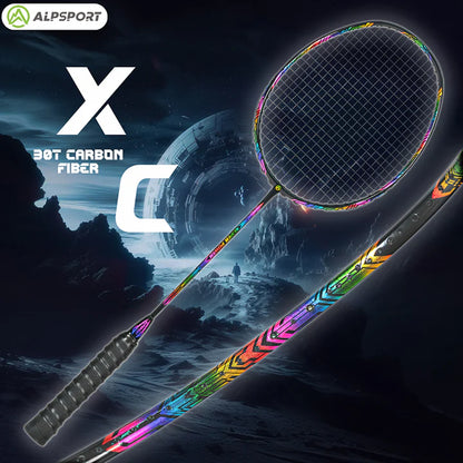ALPSPORT XC 4U/G4 32Lbs Carbon Fiber Badminton Racket- Blue (Single)