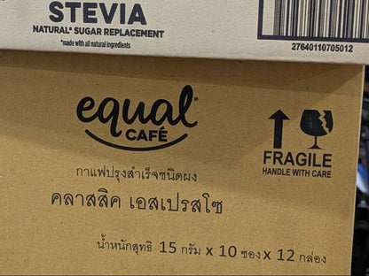 1 CASE - EQUAL CAFE CLASSIC ESPRESSO, 3-IN-1 Coffee Mix - Natural Stevia Sweetener - (10 Sticks x 12 Boxes)