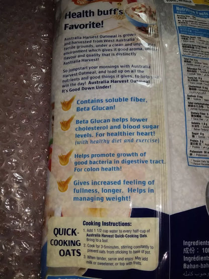 BULK - AUSTRALIAN HARVEST Quick Cooking Oats 1kg x 15 (CASE)