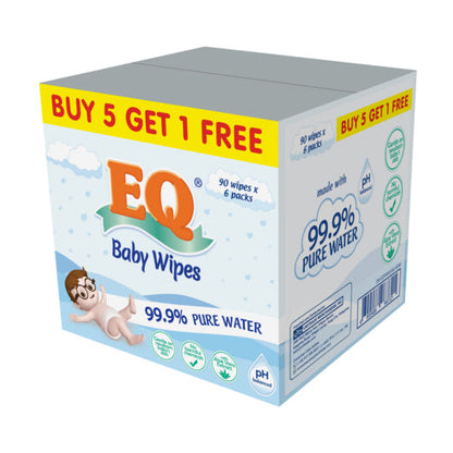 [BUNDLE OF 6] - EQ BABY WIPES 99.9% PURE WATER 90 wipes