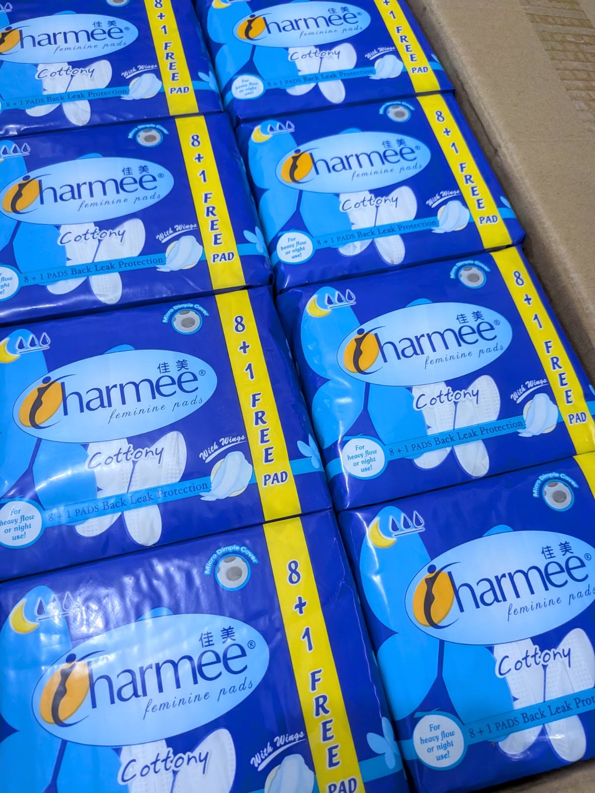 1 CASE - Charmee Cottony HEAVY FLOW or Night Use w/ wings (8's x 36 packs)